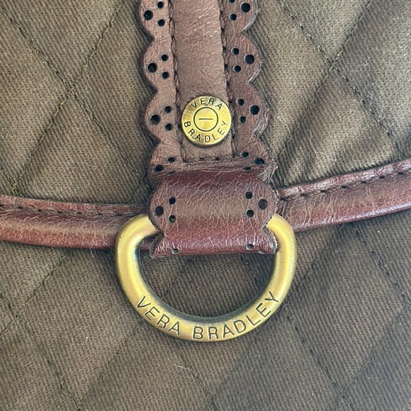 *Vera Bradley Middleton Slim Olive Quilted Canvas/ Leather Tote - Picture 3 of 14